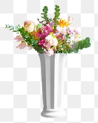 Vase flower png collage element, transparent background