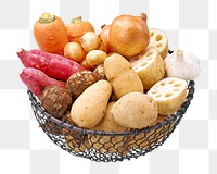 Fresh vegetables basket  png collage element, transparent background