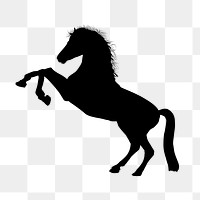Silhouette horse png collage element, transparent background