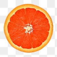 Juicy grapefruit slice png collage element, transparent background