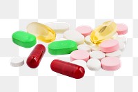 Png pile of medicine, isolated collage element, transparent background