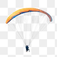 Person on paraglide png, transparent background