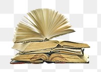 Png open books, isolated collage element, transparent background