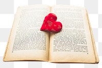 Heart on book png, collage element, transparent background