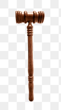 Png judge wooden gavel mallet, isolated object, transparent background