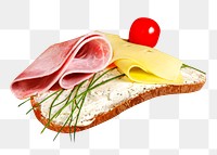 Ham cheese toast png, transparent background