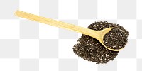 Black sesame spoon png collage element, transparent background