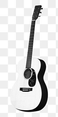 Acoustic guitar png, black and white, collage element, transparent background