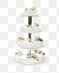 White wedding cake tower png, transparent background