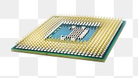 Png computer chip, isolated collage element, transparent background