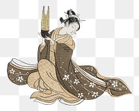 PNG Japanese woman illustration transparent background. Remixed by rawpixel.
