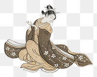 PNG Japanese woman illustration transparent background. Remixed by rawpixel.