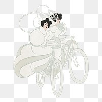 PNG Vintage women cycling illustration transparent background. Remixed by rawpixel.