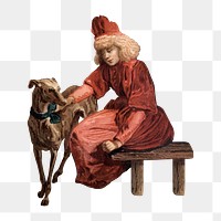 PNG Woman and dog  illustration transparent background. Remixed by rawpixel.