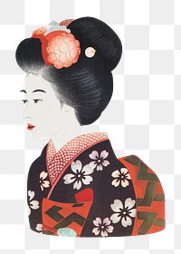 PNG Japanese woman, Geisha illustration transparent background. Remixed by rawpixel.