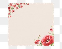 PNG Red flower border notepaper transparent background. Remixed by rawpixel.