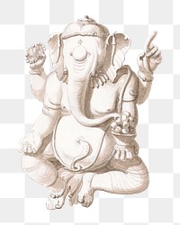 PNG Ganesha, Hindu Elephant Statue illustration transparent background. Remixed by rawpixel.