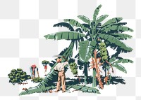 PNG Cutting Bananas in Jamaica illustration transparent background. Remixed by rawpixel.