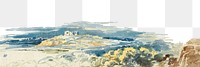 PNG Castle on hill watercolor border  illustration transparent background. Remixed by rawpixel.