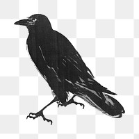 PNG Crow bird, vintage animal illustration by Kawanabe Kyosai, transparent background.  Remixed by rawpixel. 