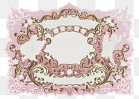 PNG Pink ornate badge, vintage design, transparent background.  Remixed by rawpixel. 