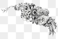 PNG Vintage flower corner element, botanical illustration by Currier & Ives, transparent background.  Remixed by rawpixel. 