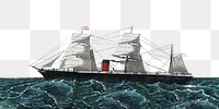 PNG Sailing ship on the ocean, vintage illustration, transparent background.  Remixed by rawpixel. 