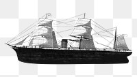 PNG Sailing ship, vintage vehicle illustration, transparent background.  Remixed by rawpixel. 