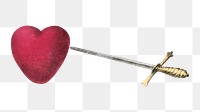 PNG Needle sword & heart, vintage illustration, transparent background.  Remixed by rawpixel. 