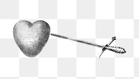 PNG Needle sword & heart, vintage illustration, transparent background.  Remixed by rawpixel. 