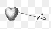PNG Needle sword & heart, vintage illustration, transparent background.  Remixed by rawpixel. 