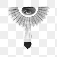 PNG Observing eye from above, vintage illustration, transparent background.  Remixed by rawpixel. 