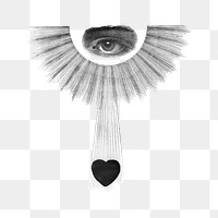 PNG Observing eye from above, vintage illustration, transparent background.  Remixed by rawpixel. 