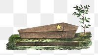 PNG Wooden coffin, vintage illustration, transparent background.  Remixed by rawpixel. 