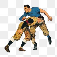 PNG Male athletes, vintage illustration, transparent background.  Remixed by rawpixel. 