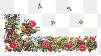 PNG Vintage flower corner element, illustration by Louis-Albert DuBois, transparent background.  Remixed by rawpixel. 