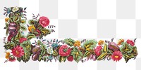 PNG Vintage flower corner element, illustration by Louis-Albert DuBois, transparent background.  Remixed by rawpixel. 
