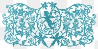 PNG Decorative ornamental leaf with cupid, illustration by Henry T. Williams, transparent background.  Remixed by rawpixel. 