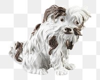 PNG Bolognese Terrier dog, animal porcelain state, transparent background.  Remixed by rawpixel. 