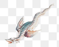 PNG Dragon, vintage mythical creature illustration, transparent background.  Remixed by rawpixel. 