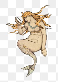 PNG The Mermaid Window, mythical illustration by by Elihu Vedder, transparent background.  Remixed by rawpixel. 