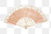 PNG Pink hand fan, vintage object illustration, transparent background.  Remixed by rawpixel. 