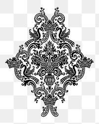 PNG Ornate floral, decorative element illustration, transparent background.  Remixed by rawpixel. 