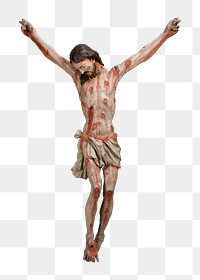 PNG Crucified Christ, vintage religion illustration, transparent background.  Remixed by rawpixel. 