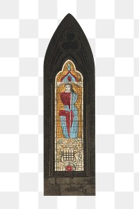 PNG Church stained glass, religion art illustration by J. R. Hamble, transparent background.  Remixed by rawpixel. 