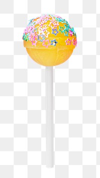 Yellow lollipop star glitter png, transparent background