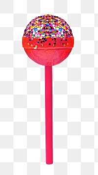 Red lollipop colorful glitter png, transparent background