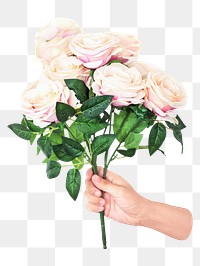 Rose bouquet png collage element, transparent background