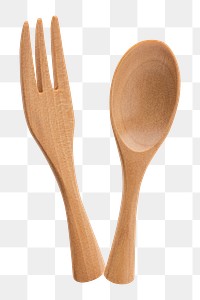 PNG Wooden spoon and fork  transparent background