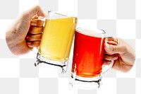 PNG Toasting with beer mugs transparent background